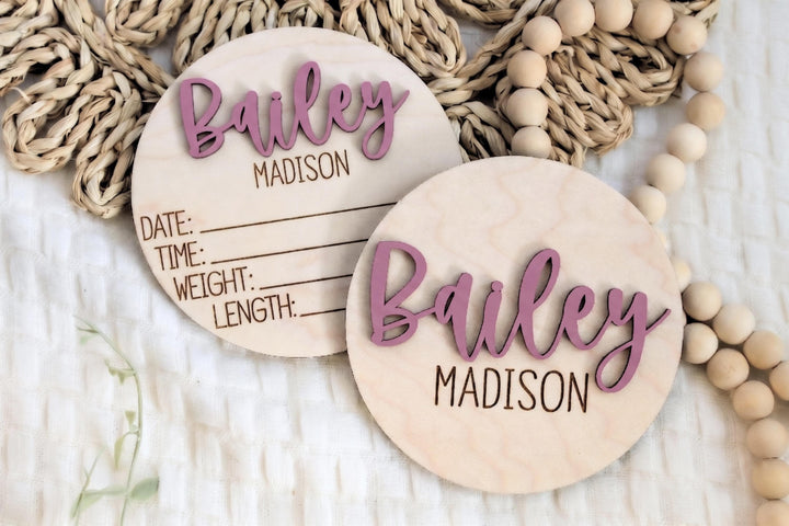 Double-Sided Newborn Name Disc - Sophia