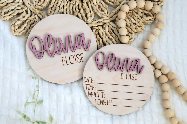 Double-Sided Newborn Name Disc - Hudson