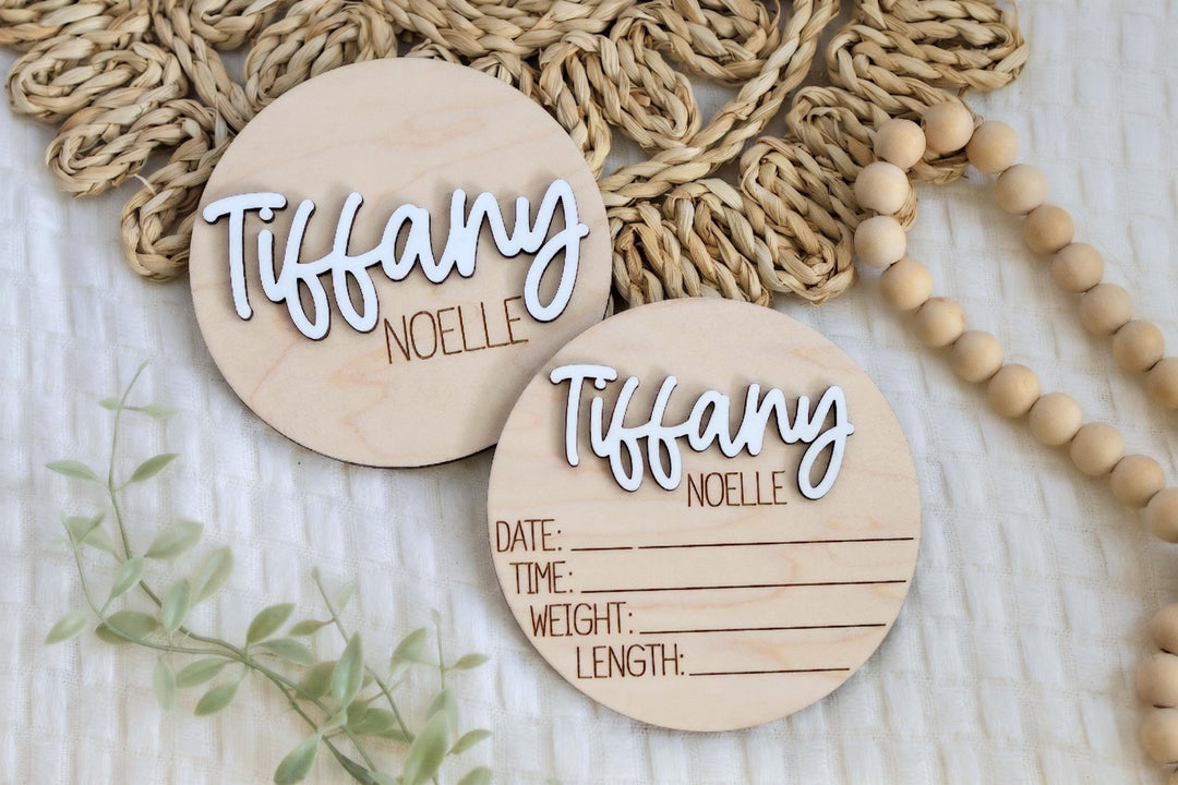 Double-Sided Newborn Name Disc - Sophia