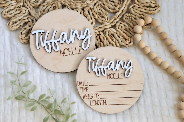Double-Sided Newborn Name Disc - Sophia