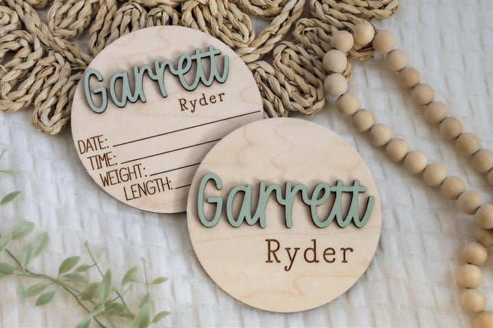 Double-Sided Newborn Name Disc - Bailey