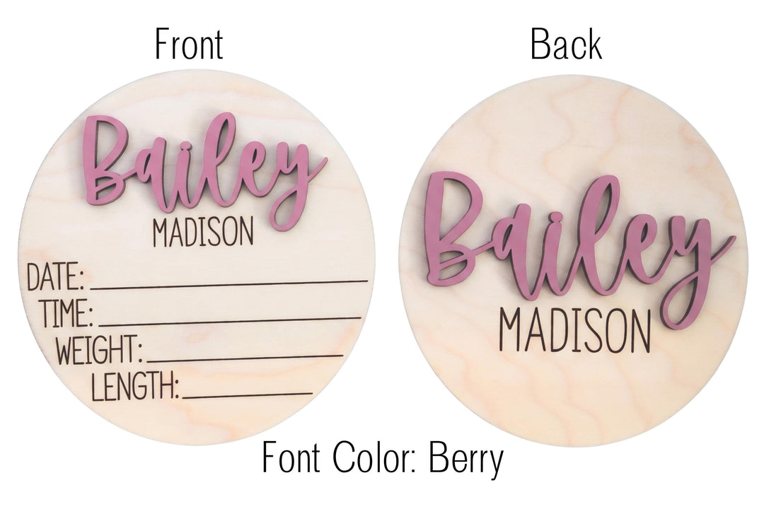 Double-Sided Newborn Name Disc - Bailey