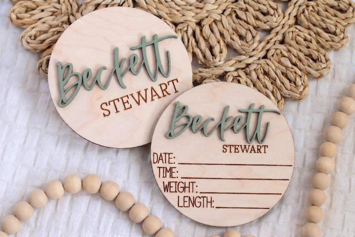 Double-Sided Newborn Name Disc - Hudson