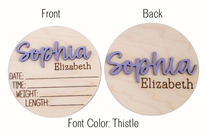 Double-Sided Newborn Name Disc - Sophia