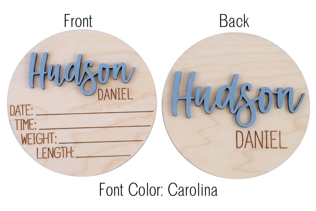 Double-Sided Newborn Name Disc - Hudson