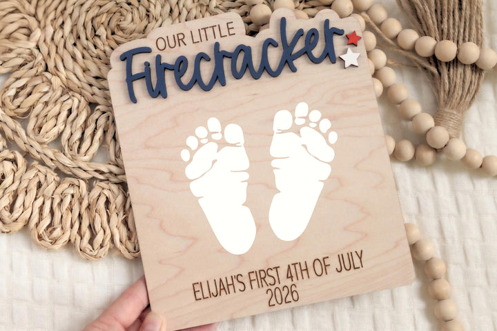Our Little Firecracker Handprint Sign