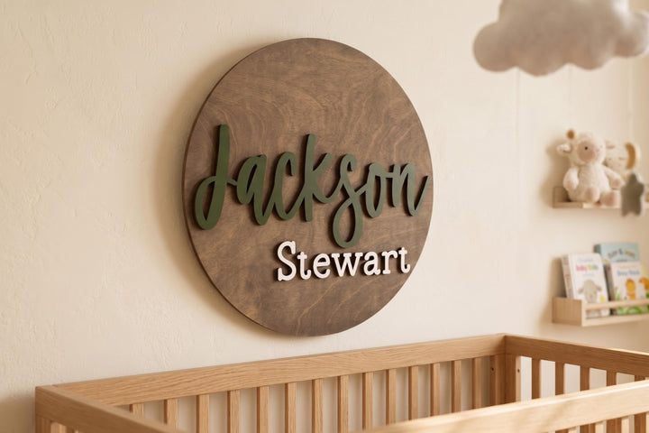 Personalized Round Nursery Plaque - Addison