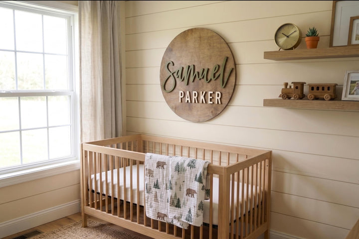 Personalized Round Nursery Plaque - Addison