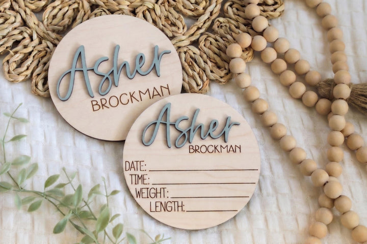 Double-Sided Newborn Name Disc - Garrett