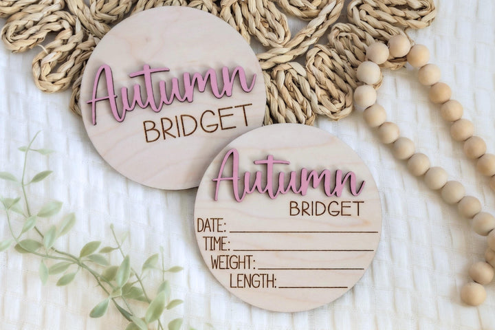 Double-Sided Newborn Name Disc - Bradley