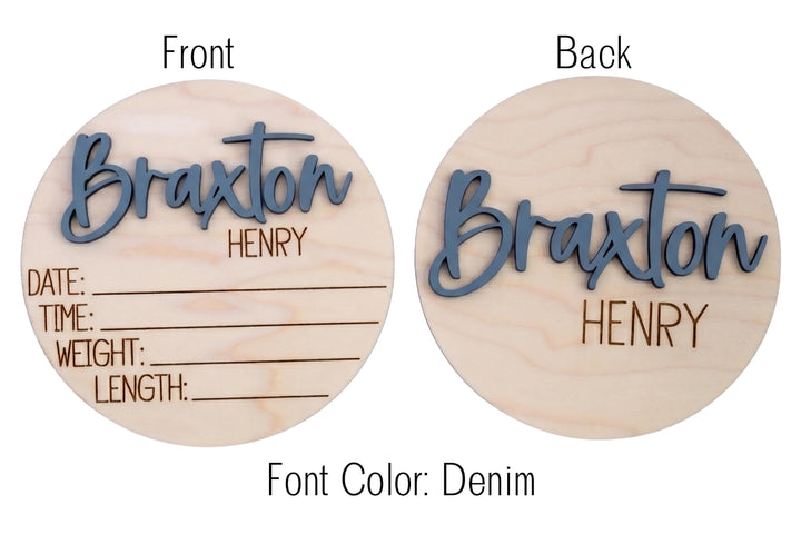 Double-Sided Baby Birth Announcement Sign - Braxton