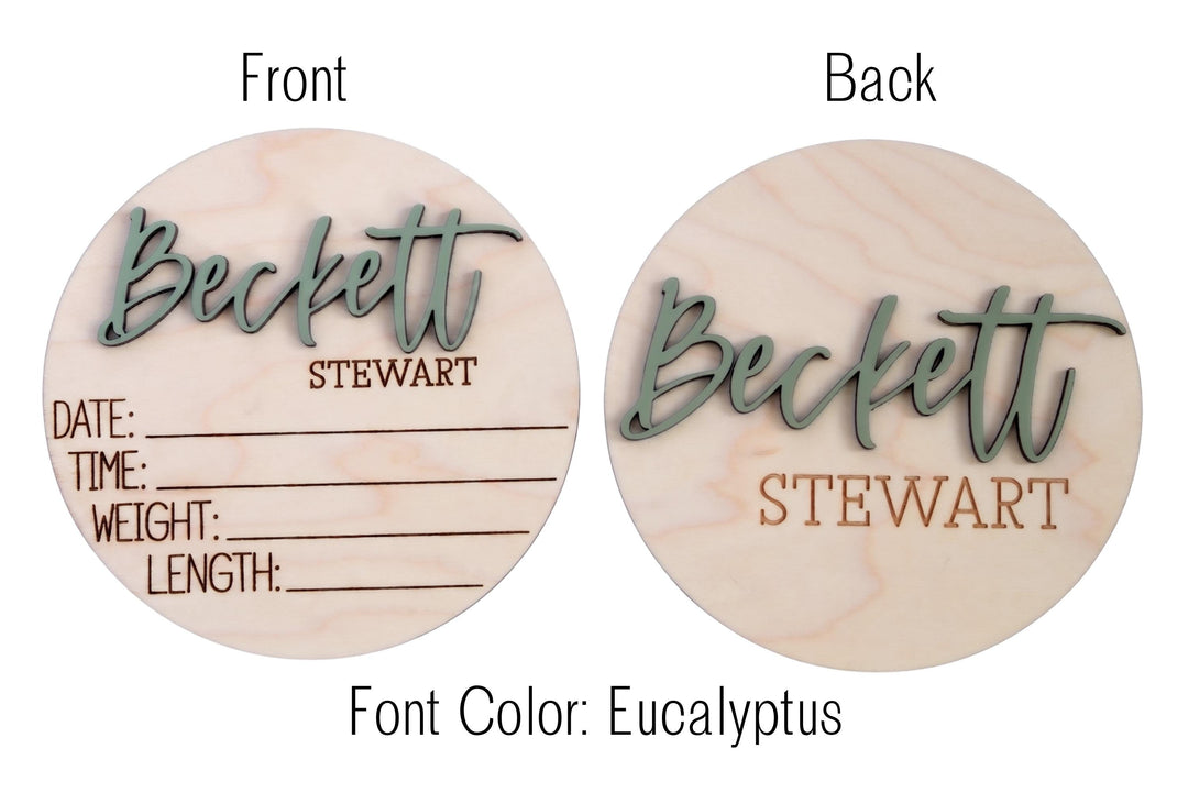 Double-Sided Newborn Name Disc - Beckett