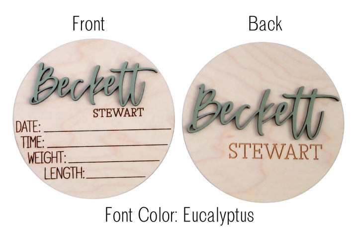 Double-Sided Newborn Name Disc - Beckett