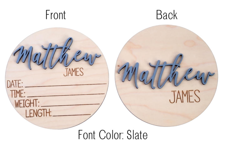 Double-Sided Newborn Name Disc - Matthew