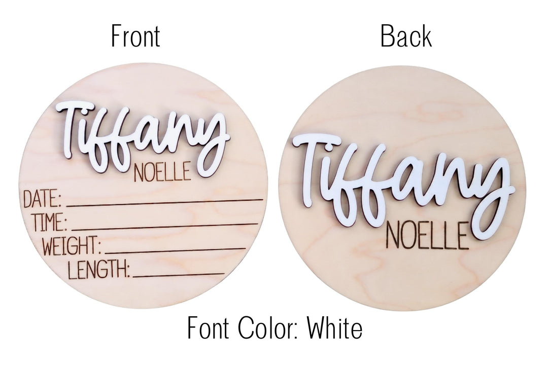 Double-Sided Newborn Name Disc - Tiffany