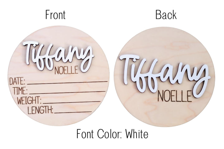 Double-Sided Newborn Name Disc - Tiffany