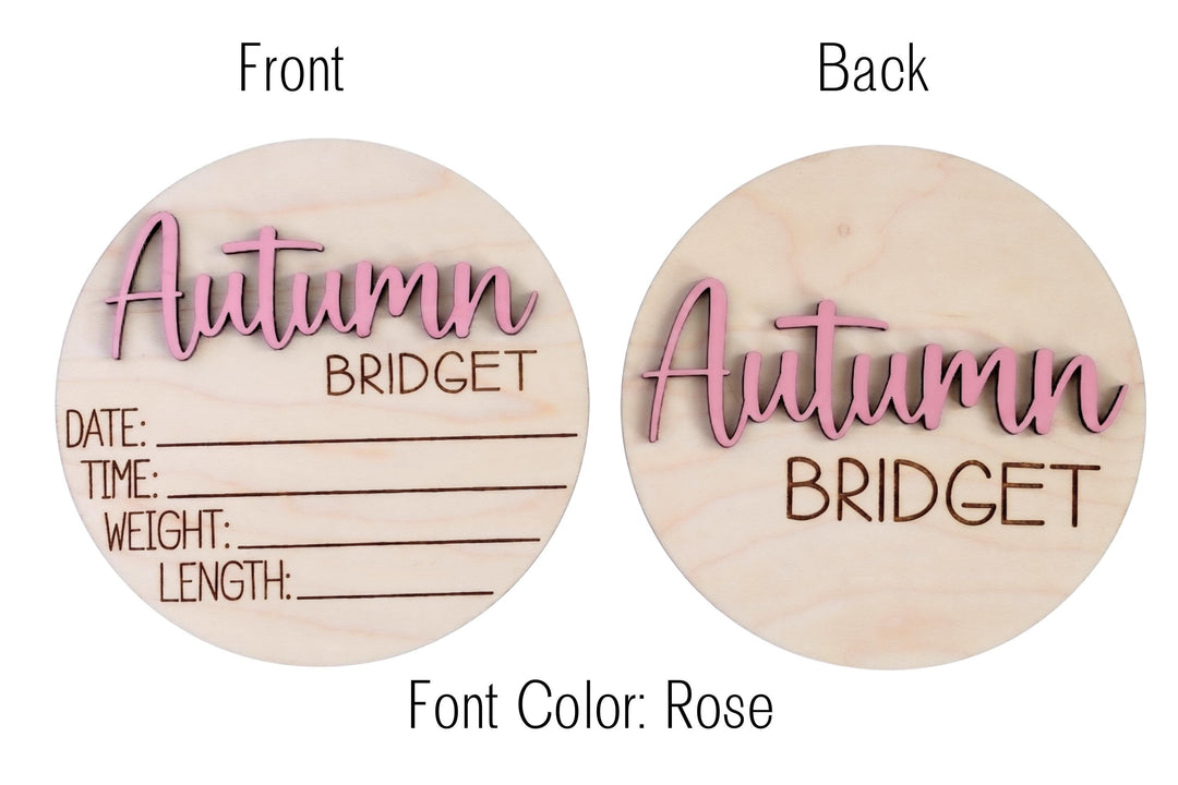 Double-Sided Newborn Name Disc - Autumn