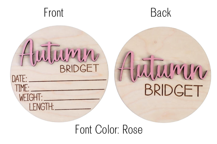 Double-Sided Newborn Name Disc - Autumn
