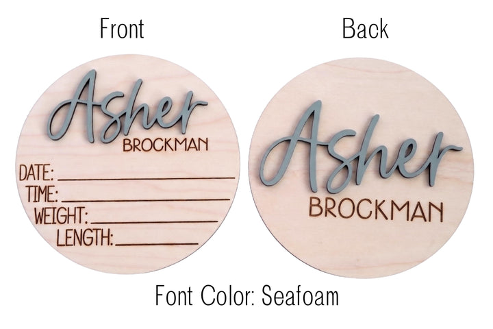 Double-Sided Newborn Name Disc - Asher