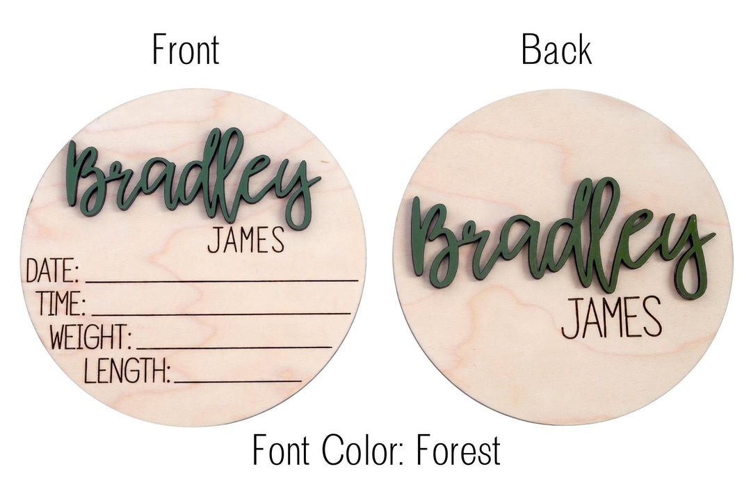 Double-Sided Newborn Name Disc - Bradley