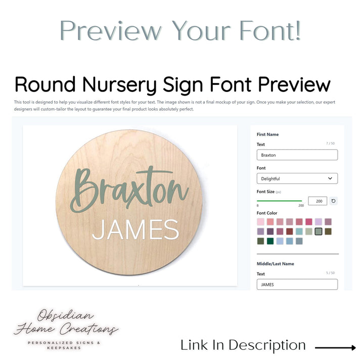 Personalized Round Nursery Plaque - Addison
