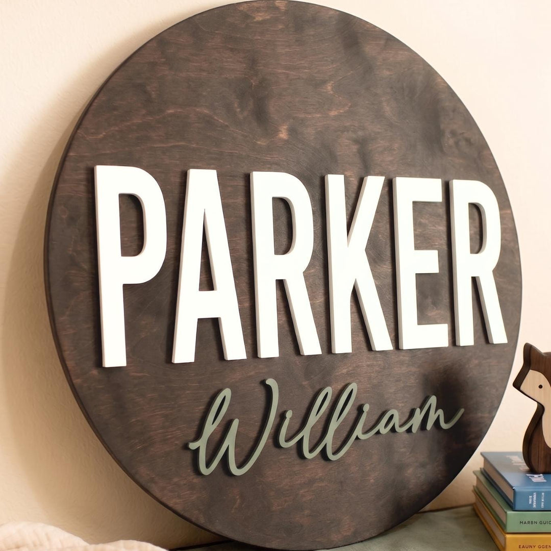 Round Baby Name Plaque - Parker