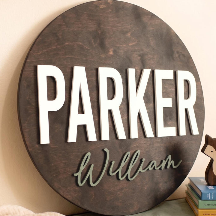 Round Baby Name Plaque - Parker