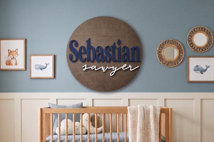 Personalized Round Nursery Plaque - Addison