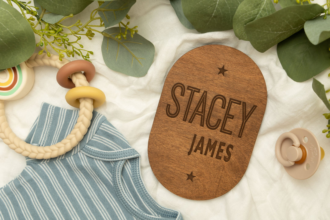 Newborn Name Birth Announcement Stained Sign. Engraved Birth Pill