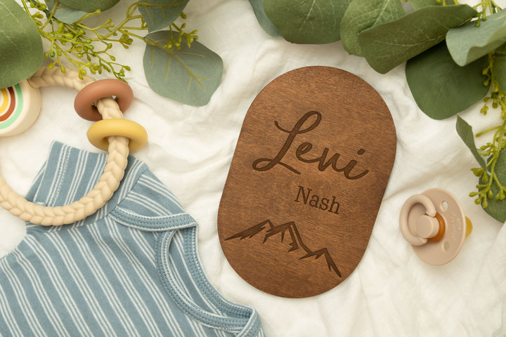 Newborn Name Birth Announcement Stained Sign. Engraved Birth Pill