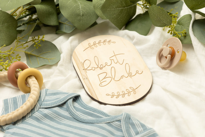 Newborn Name Birth Announcement Sign. Engraved Birth Pill