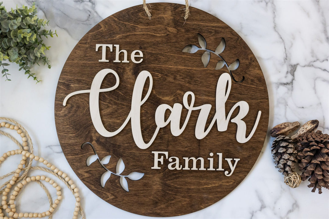 Round Family Name Sign. Laser Round Cutout
