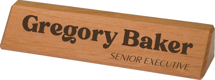 Personalized Wooden Desk Name Plate. Engraved Wood Wedge