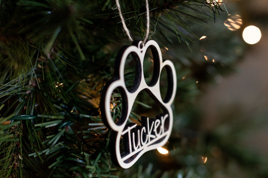Paw Cutout Personalized Christmas Ornament. Laser Float Paw Shadow Orn