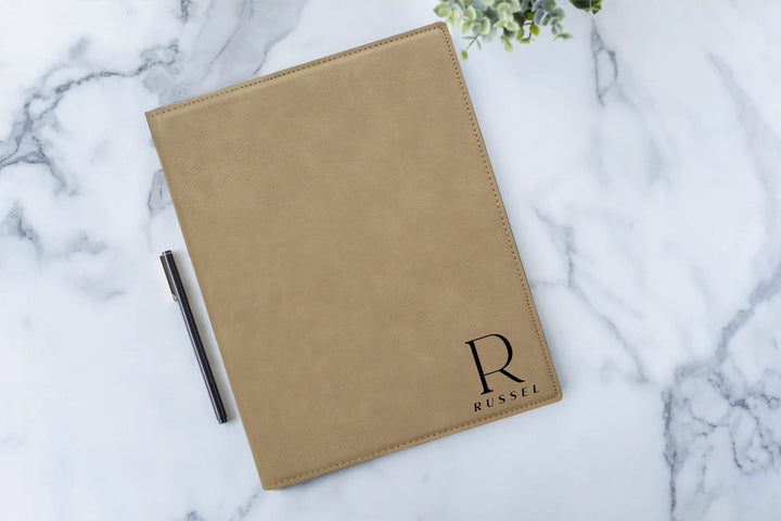Personalized Simple Portfolio With Notepad. Engraved Simple Notepad.