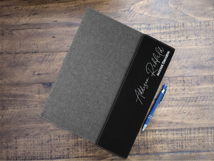 Personalized Business Portfolio. Engraved Side Flap
