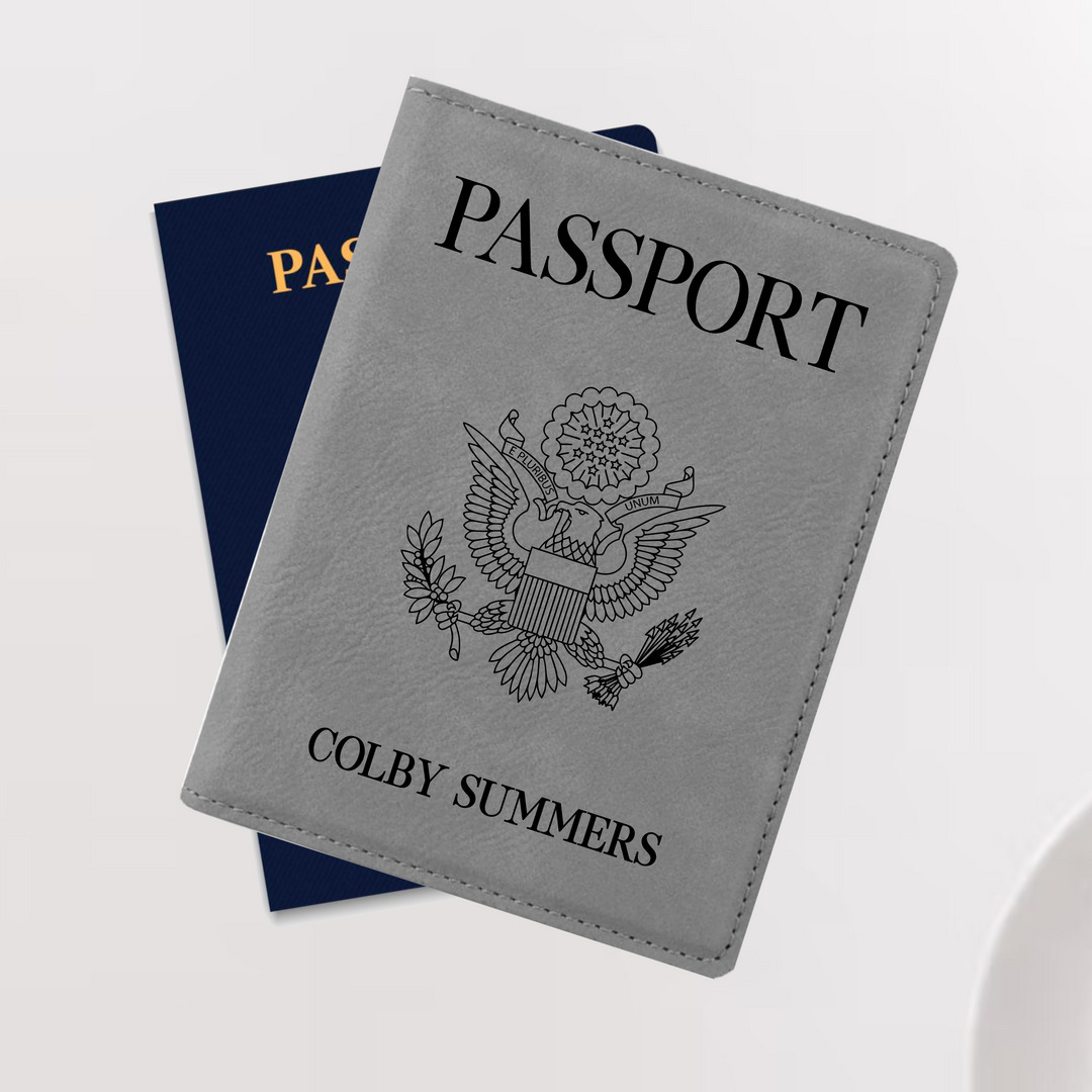 Customized Name Engraved Passport Cover. Engraved Passport