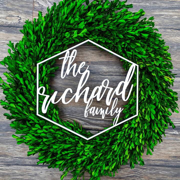 Hexagonal Laser Cut Family Name Sign