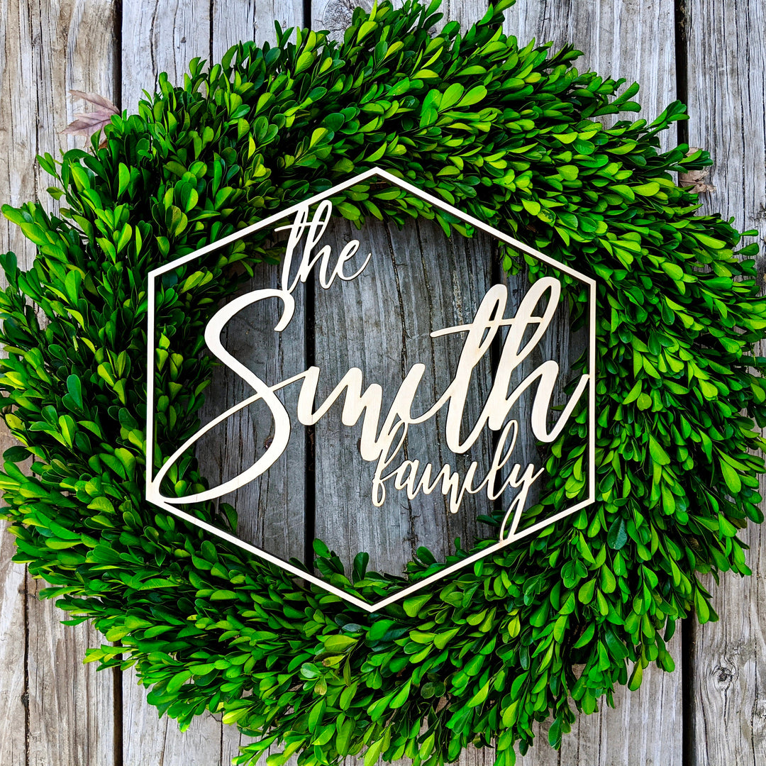 Hexagonal Laser Cut Family Name Sign