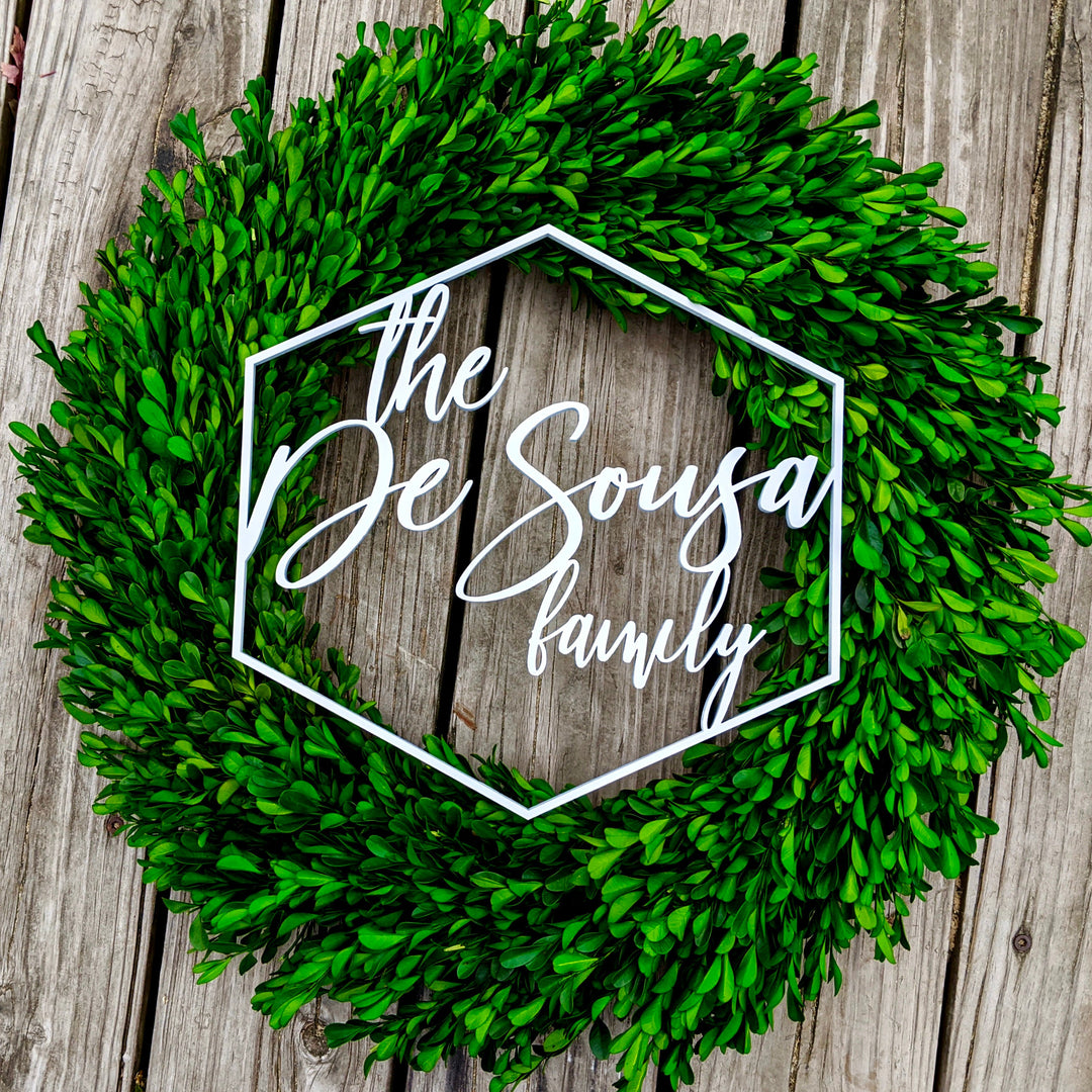 Hexagonal Laser Cut Family Name Sign