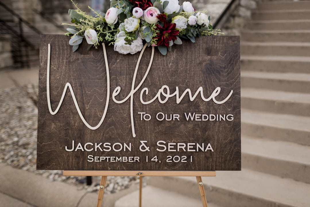 3D Welcome to our Wedding Sign. Laser Welcome Rosefield