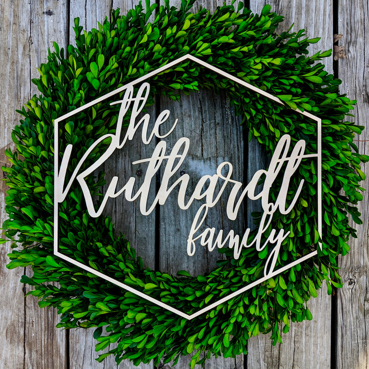 Hexagonal Laser Cut Family Name Sign