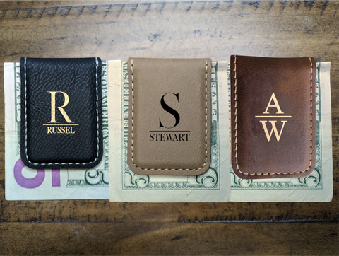 Wide Leather Money Clip Wallet